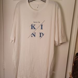 Next Level Tee SHIRT, White, XXL (Love is kind on front)(Sundals Church on back)